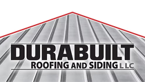 Durabuilt Roofing and Siding LLC logo with metal roof image and company name.
