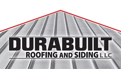 Durabuilt Roofing and Siding LLC logo with metal roof image and company name.
