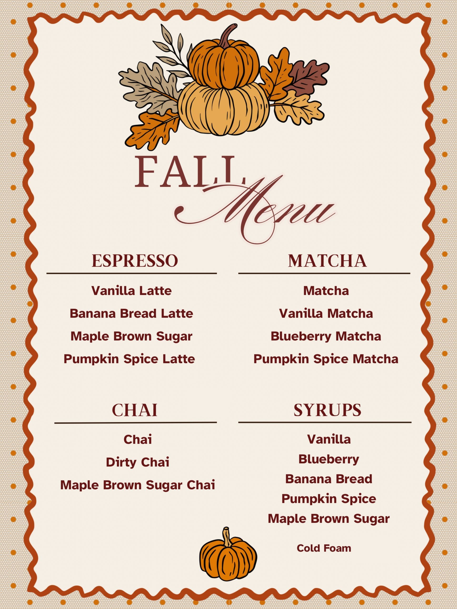 Fall Menu