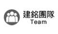 A black and white logo for a team with three people in a circle.