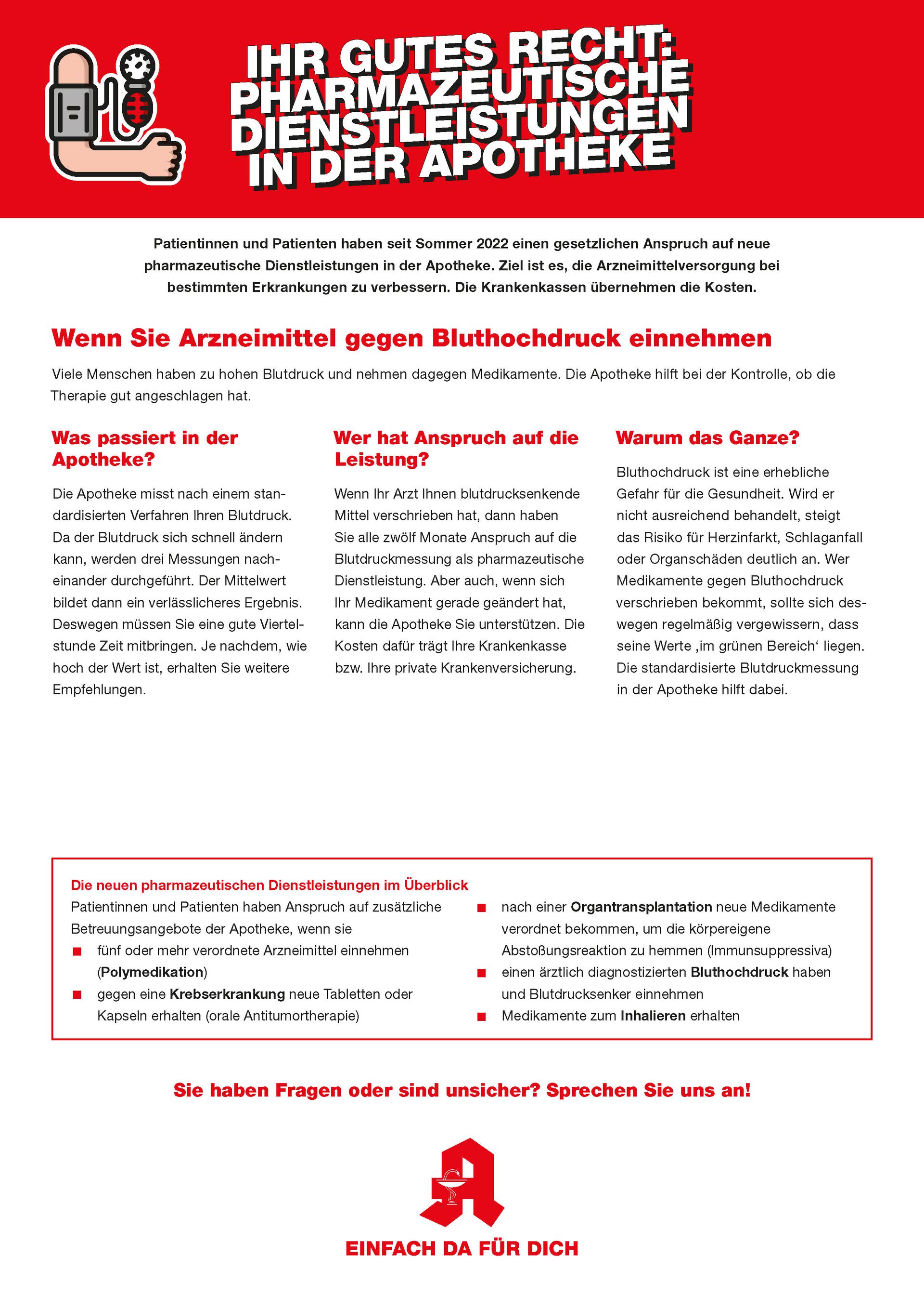 A poster that says ihr gutes recht pharmazeutische dienstleistung in der apotheke