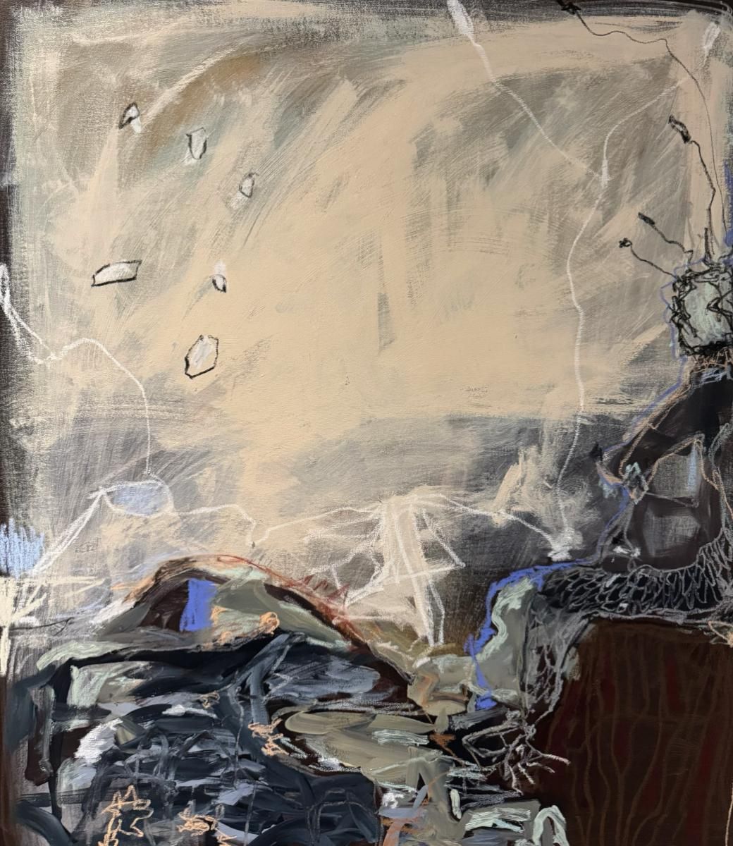 Contemporary abstract artwork by Bianca Black Art inspired by Nzuzu, the Venda water spirit, featuri
