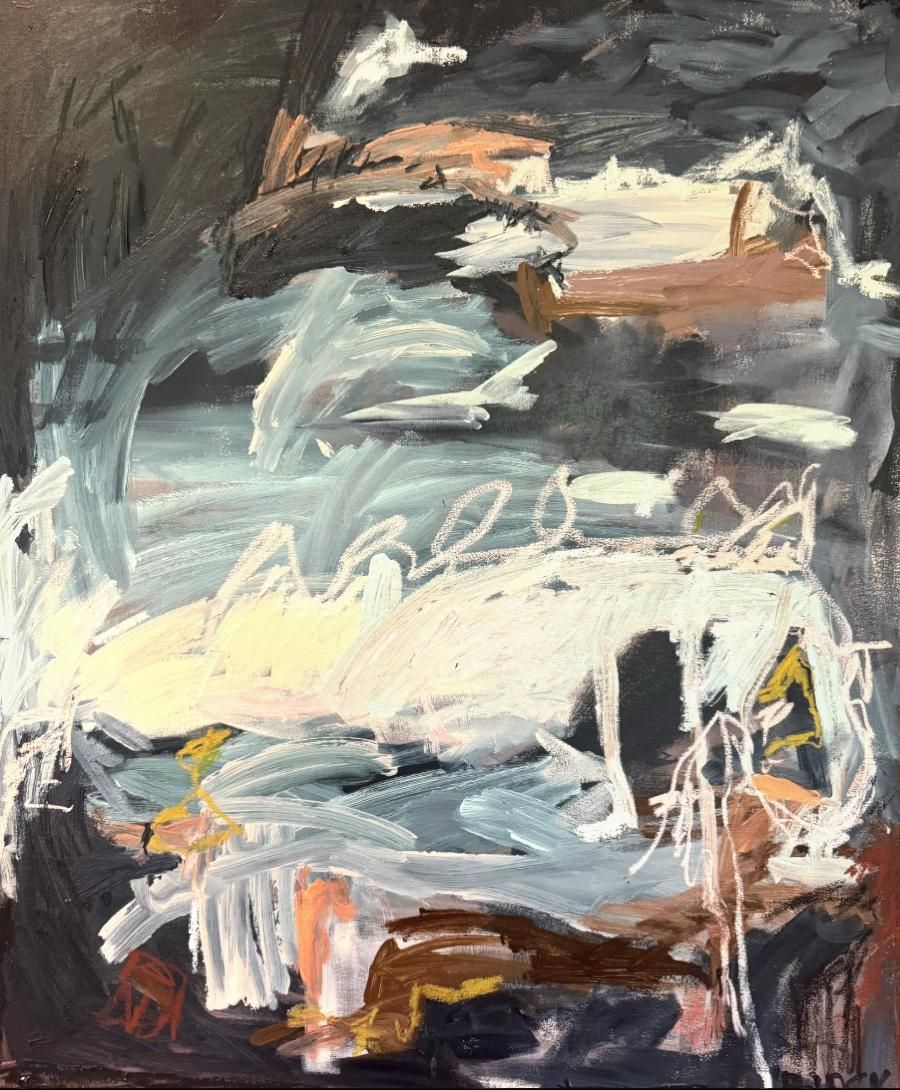 Abstract contemporary artwork by Bianca Black Art featuring ghostlike white horses emerging through