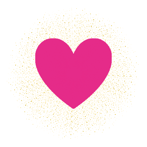 Pink heart with gold glitter background.