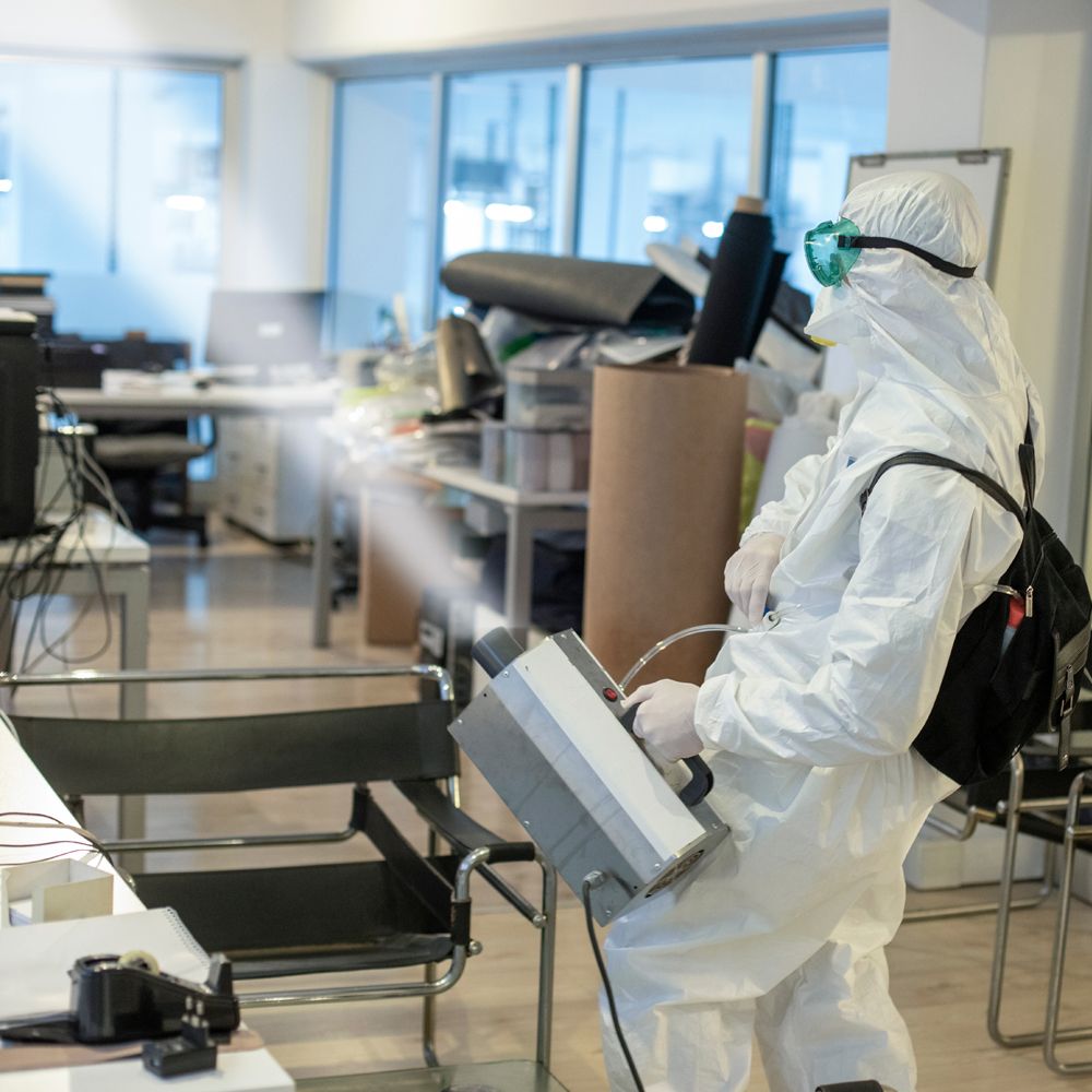 Professional Worker Doing Office Sanitation