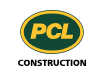 PCL Construction logo: gold text 
