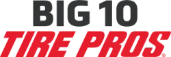 The big 10 tire pros logo is red and black