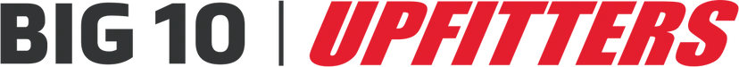 A red and black logo for big 10 upfitters
