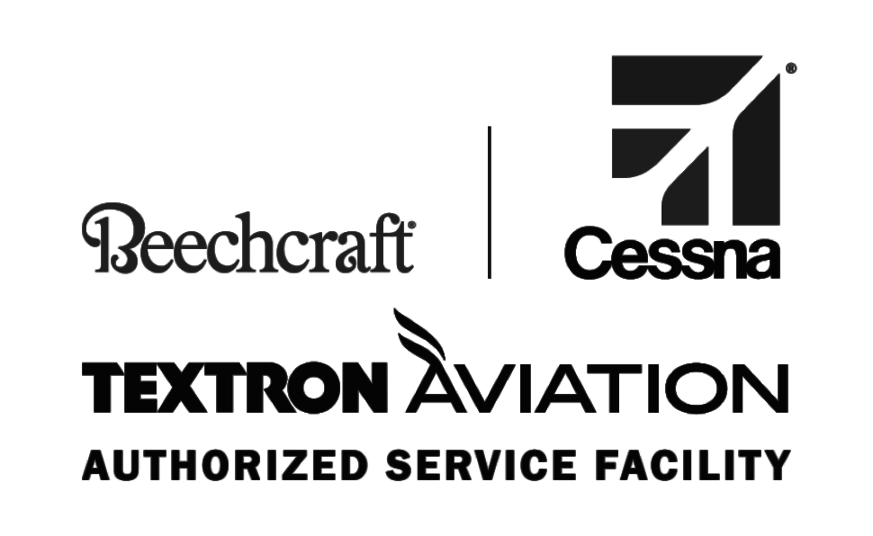 A black and white logo for beechcraft cessna by textron aviation
