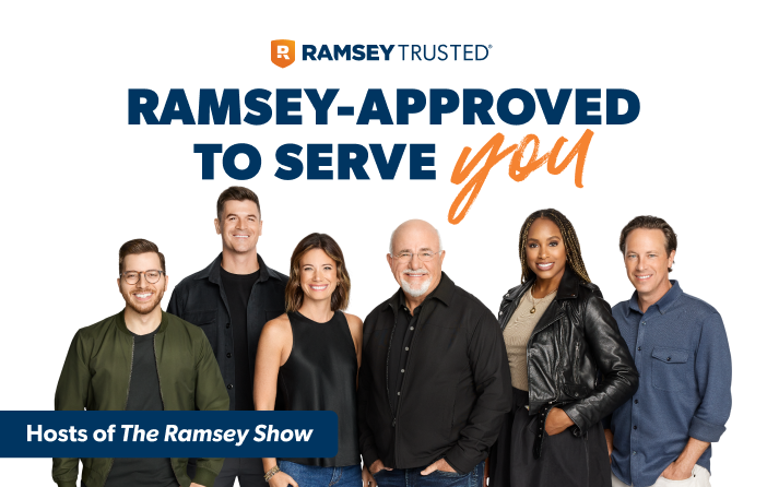Hosts of The Ramsey Show posing; text reads 