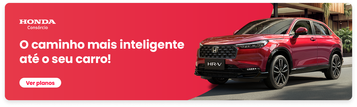 Honda HRV SUV ad with red car on red background, text “O caminho mais inteligente até o seu carro!