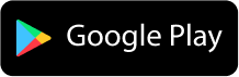 Logotipo do Google Play: retângulo arredondado preto com texto branco e triângulo colorido.