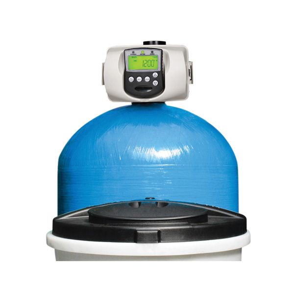 A blue tank with a digital display on top of it