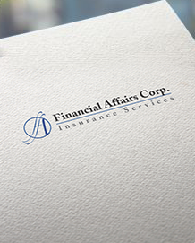 Logo for Financial Affairs Corp Insurance Services in blue and black on textured white paper