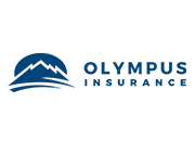 Olympus Insurance logo with blue mountain icon and company name in blue text