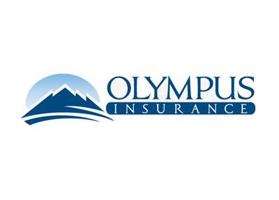 Olympus Insurance logo with blue mountain icon and text