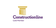 Constructionline Gold Member logo in purple and gold on a white background