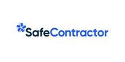 SafeContractor logo in blue with a flower-like icon on a white background