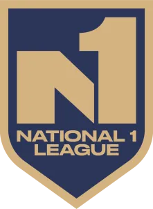 National 1 League logo in beige and navy blue shield shape