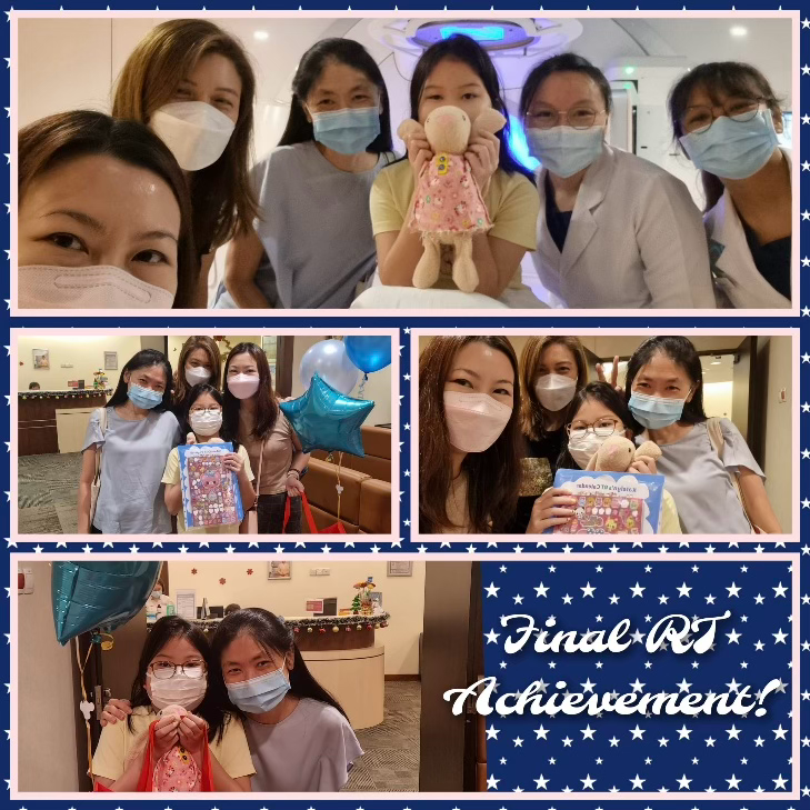 Katelyn's 30th and last Radiation Therapy celebration with CCF, Radiation technicians and best friend, Angie
