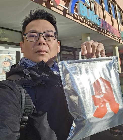 Joe in Frankfurt Germany collecting medicine
