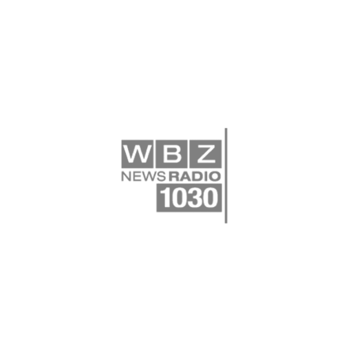 WBZ News Radio 1030 logo: Gray square with