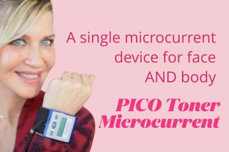 Penn Smith wearing the NeurotriS home microcurrent device for face toning treatments.