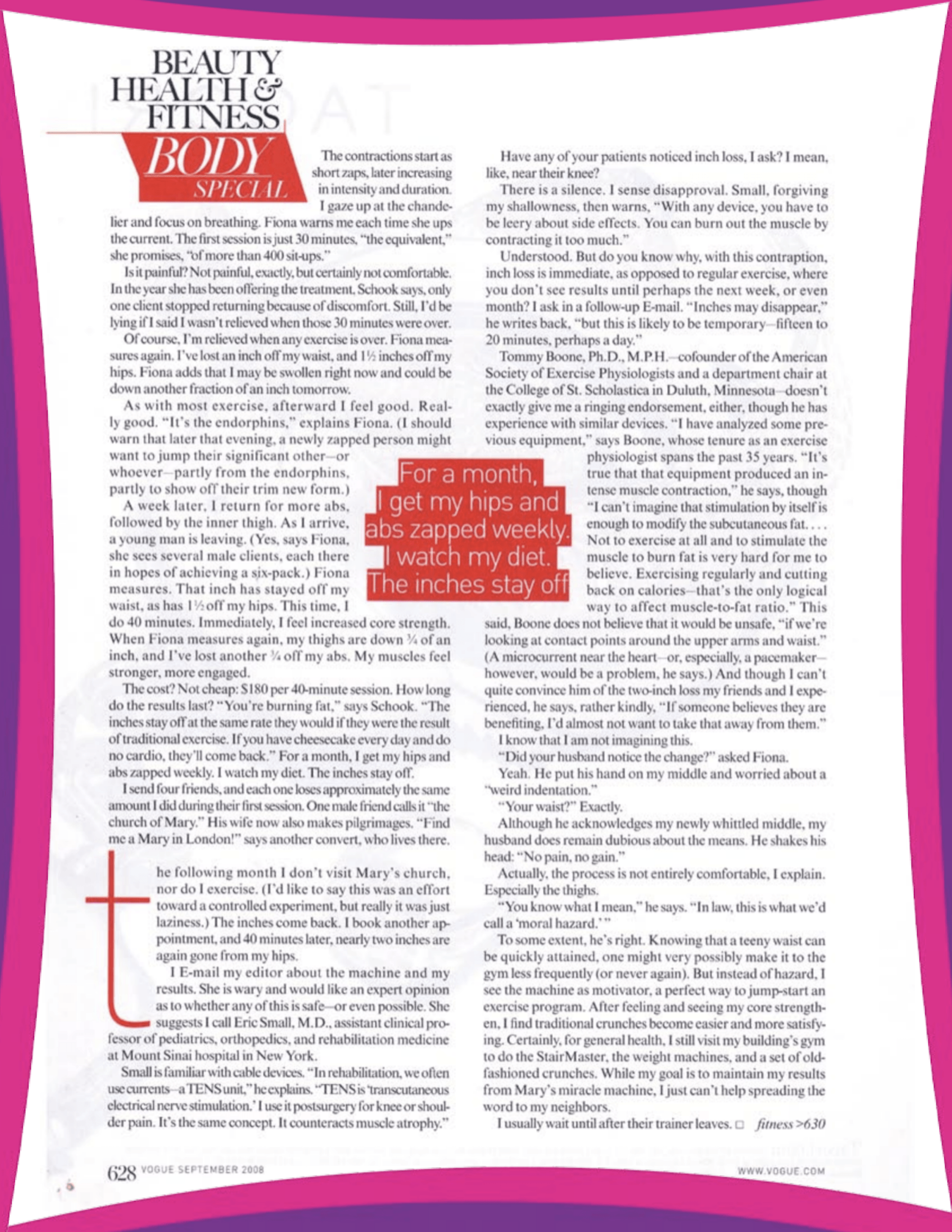 A page from a magazine titled beauty hacks for the body.