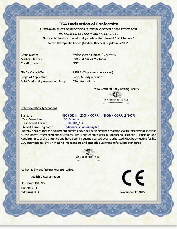 NeurotriS TGA Declaration of Conformity.