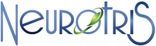 A blue and green logo for neurotris with a green leaf in the middle.