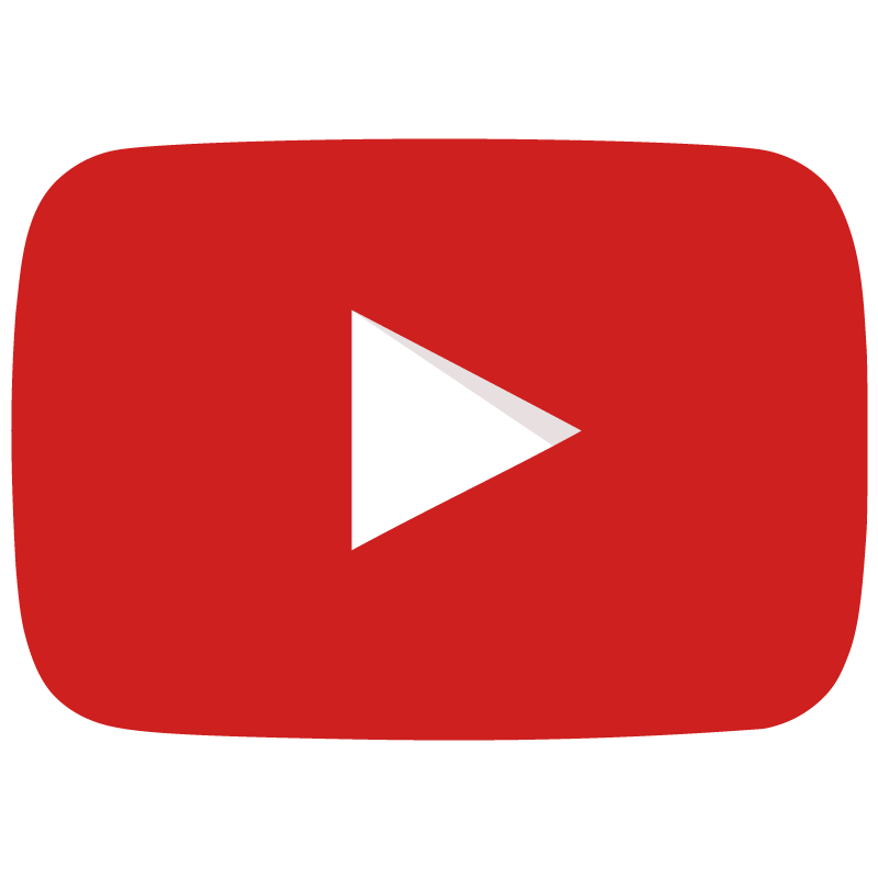 A red youtube icon with a white play button on a white background.