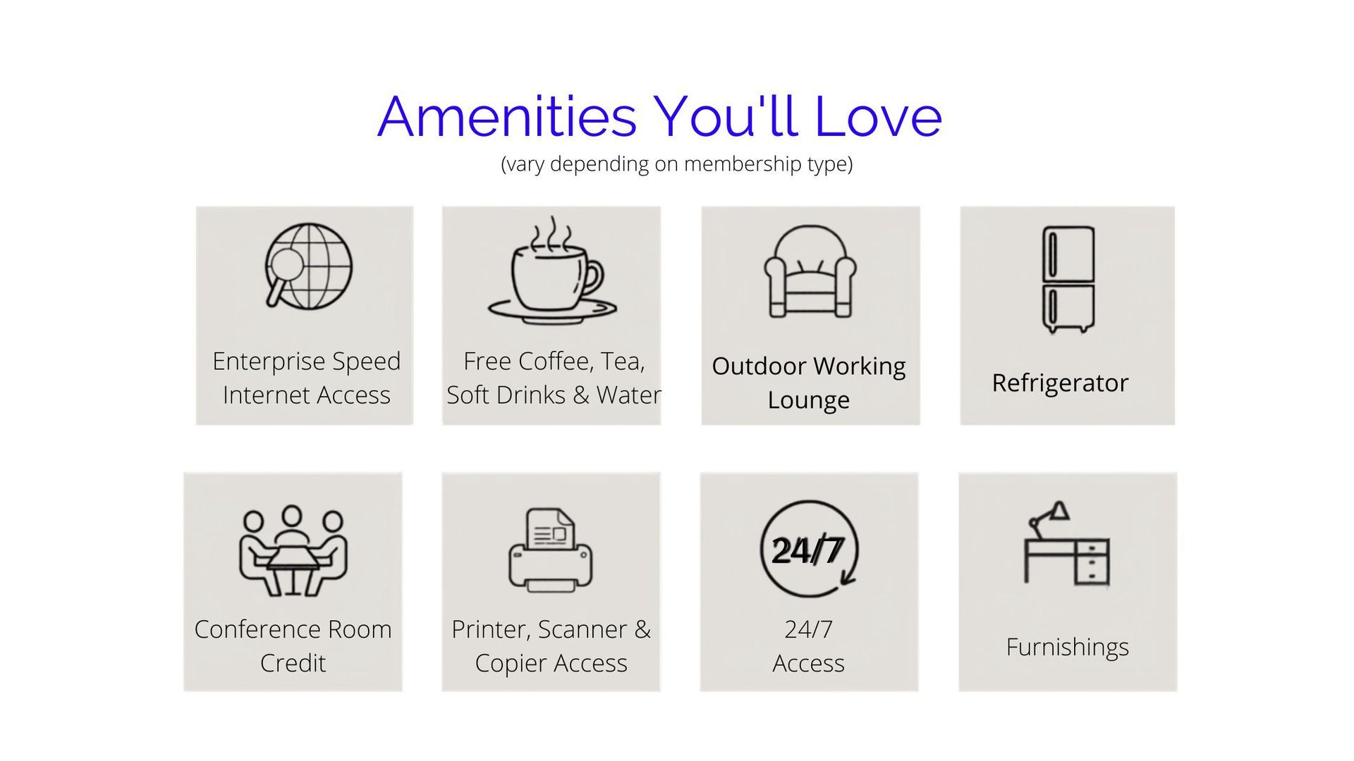 A list of amenities you 'll love on a website
