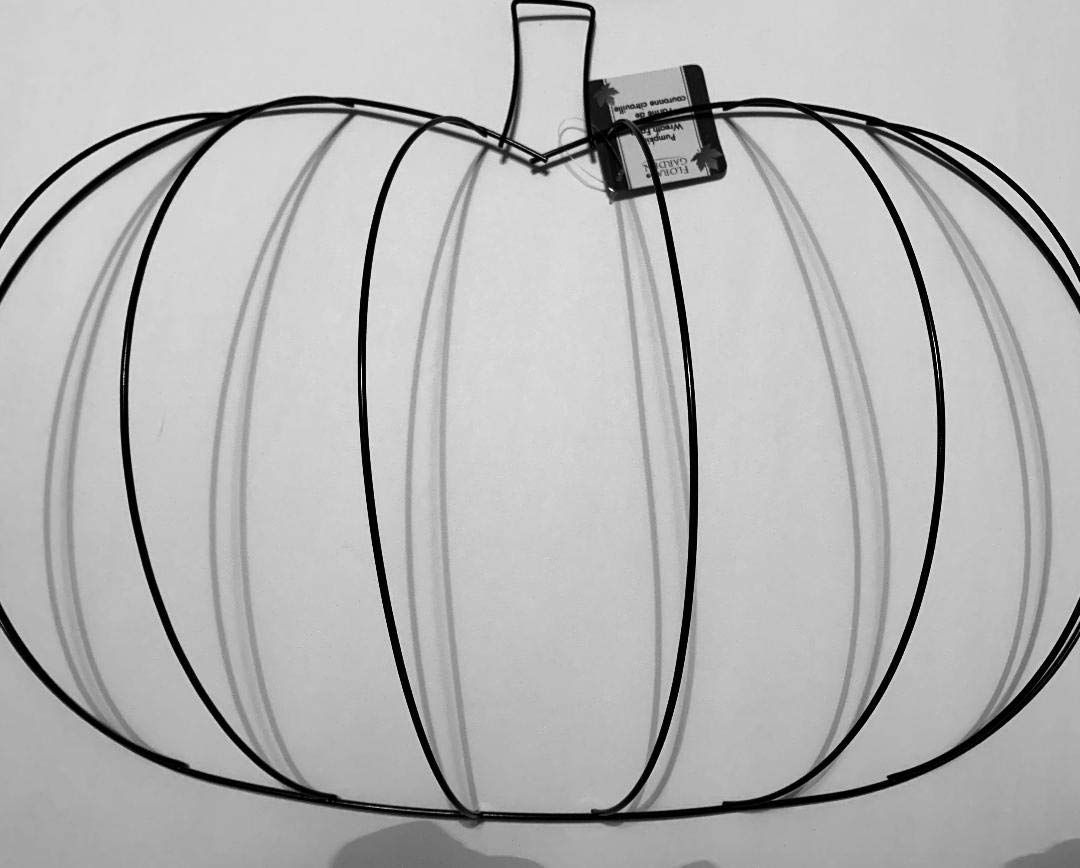 A black and white drawing of a wire pumpkin