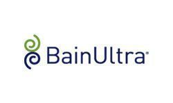 BainUltra logo with blue and green spiral icon and navy text on a white background