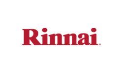 Rinnai logo in red text on a white background