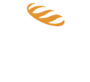 Orange stylized bread logo on a white background