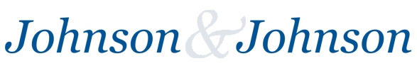 The logo for johnson & johnson is blue and white