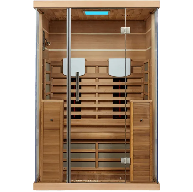 Wooden Infrared Sauna with Glass Door and Interior Lighting — The Colonic Coach in Gulliver, QLD
