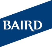 The baird logo is on a blue background.