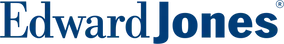 A blue edward jones logo on a white background