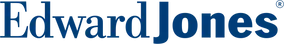 A blue edward jones logo on a white background
