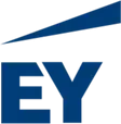 The ey logo is blue and white with a blue arrow.