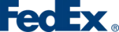 The fedex logo is blue and white on a white background.