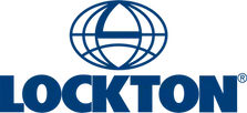 The lockton logo is blue and white with a globe in the middle.