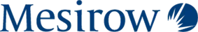 A blue and white logo for mesirow