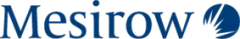 A blue and white logo for mesirow