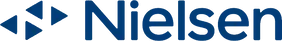 A blue nielsen logo on a white background