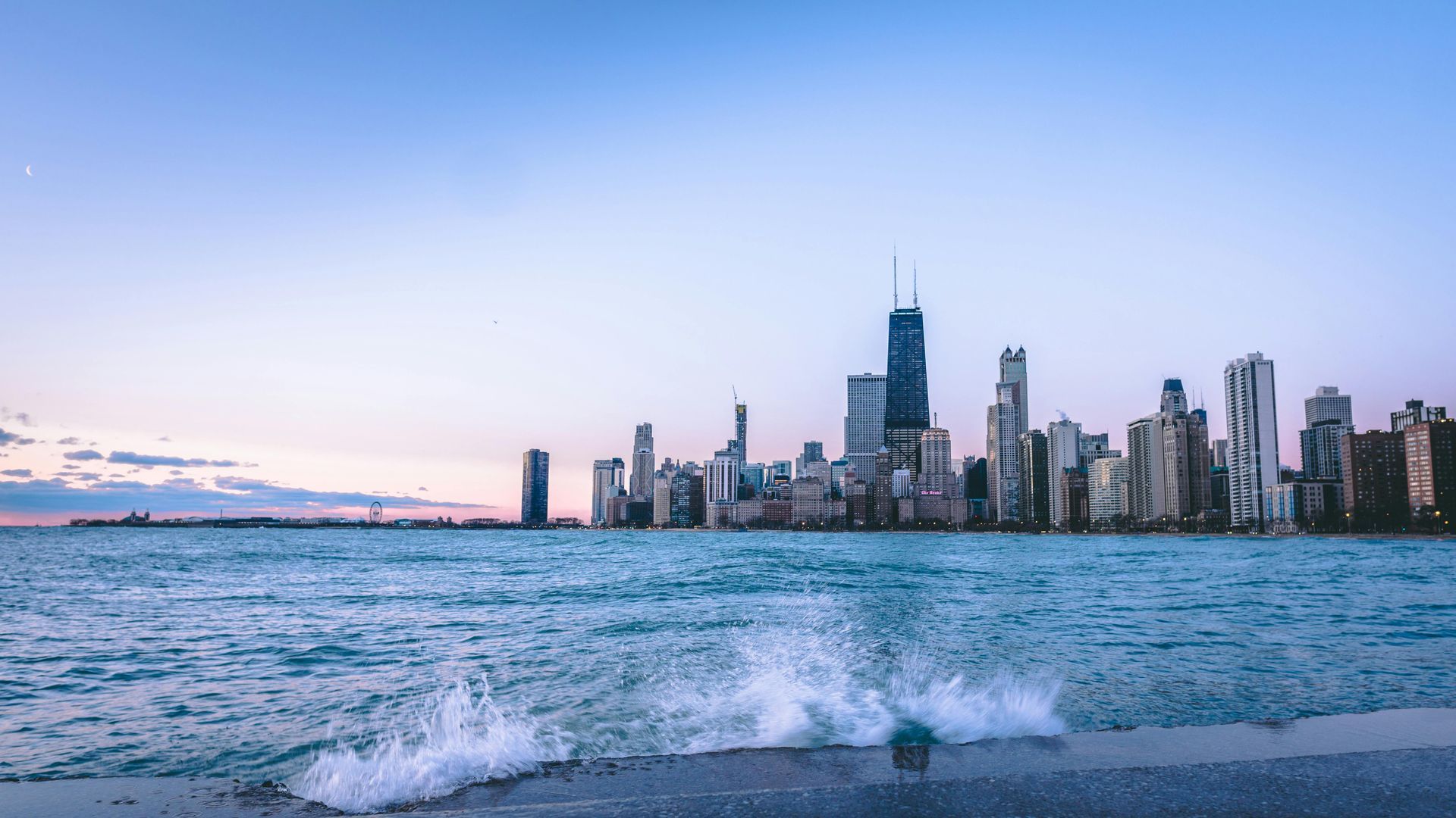 Chicago skyline from Lake Michigan view.