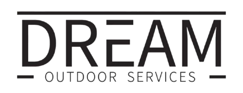 DREAM Outdoor Services logo in black and gray text with horizontal lines above and below