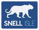 White panther logo on blue background with the text “SNELL ISLE”